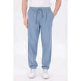 Blayn Jeans Erkek Buz Mavi Jogger Pantolon Beli Lastikli Bağcıklı %100 Pamuk Keten Baggy Rahat Günlük Pantolon - 3XL