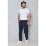 blayn jeans Erkek Lacivert Jogger Pantolon Beli Lastikli Bağcıklı %100 Pamuk Keten Baggy Rahat Günlük Pantolon