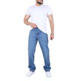 blayn jeans Erkek Mavi Baggy Kot Pantolon - Geniş Kalıp Günlük Rahat Denim Jean Mavi 30