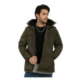 blayn jeans Erkek Polarlı Kürklü Su Ve Rüzgar Geçirmez Kapüşonlu Kışlık Mont & Kaban & Parka Haki L