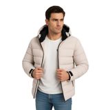 blayn jeans Erkek siyah içi polar Kapüşonlu Şişme günlük ve spor Mont | Kışlık, Rahat ve Suya Dayanıklı KREM 2XL