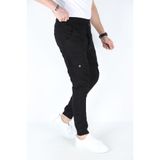 blayn jeans Erkek Siyah Kargo Cepli Paça Bel Lastikli Likralı Kargo Cep Pantolon