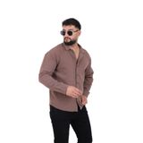 blayn jeans Erkek Uzun Kollu keten görünümlü Gömlek Oversize Kalıp acı Kahverengi M