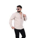 blayn jeans Erkek Uzun Kollu keten görünümlü Gömlek Oversize Kalıp krem L