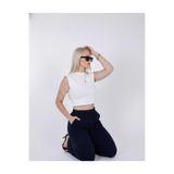 Blayn Jeans Kadın Cepli Bağcıklı Salaş Baggy Pantolon, Lacivert, L Beden