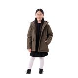 blayn jeans Kız Çocuk Haki Kürklü Su Ve Rüzgar Geçirmez Kapüşonlu Kışlık Mont & Kaban & Parka Haki 12-13 Yaş