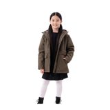 blayn jeans Kız Çocuk Haki Kürklü Su Ve Rüzgar Geçirmez Kapüşonlu Kışlık Mont & Kaban & Parka Haki 6-7 Yaş