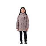 blayn jeans Kız Çocuk Koyu Krem Kürklü Su Ve Rüzgar Geçirmez Kapüşonlu Kışlık Mont & Kaban & Parka Koyu Krem 8-9 Yaş