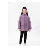 blayn jeans Kız Çocuk Lila Kürklü Su Ve Rüzgar Geçirmez Kapüşonlu Kışlık Mont & Kaban & Parka Lila 10-11 Yaş