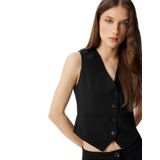 Blazer Ceket Düğmeli V Yaka Slim Fit Krep Scuba Kumaş