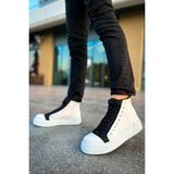 Blazer Kışlık Fermuarlı Erkek Bot Beyaz Siyah - Beyaz - Siyah
