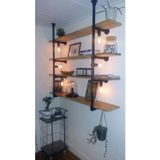 Blbn Design Dekoratif Duvara Borudan Raf Ve Aydınlatma Lambader