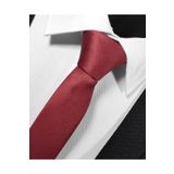 BLC Basic Line Co. Ekstra Ince Bordo Renk Düz Slim Fit 4 Cm Genişliğinde Kravat Mendil Seti Slim Fit Dar