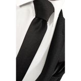 BLC Basic Line Co. Ekstra Ince Siyah Renk Düz Slim Fit 4 Cm Genişliğinde Kravat Mendil Seti Slim Fit Dar