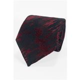 BLC Basic Line Co. Siyah Zemin Üzerine Bordo Fırça Desenli Mikrofiber Kravat ve Mendil Takımı - 7 cm Modern Kesim