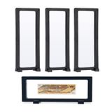 Bleiou 4 Adet 3D Yüzen Çerçeve Dikdörtgen Bozuk Para Vitrini, Madalyon, Mücevher, Pullar, Çipe, İğne, Tırnak Sanatı (22,86 cm x 9,04 cm) (Siyah)