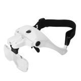 Blelsa Lens 1.0X-3.5X Ayarlanabilir Braket Kafa Bandı Gözlük Büyüteç 2 Işık ve USB Şarjlı Gözlük Büyüteç Aracı Şarj Edilebilir Beyaz