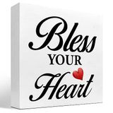 Bless Your Heart İlham Verici Ahşap Kutu Tabelası, Ev Yatak Odası Ofis Çiftlik Evi Rafı Duvar Masası Dekoru için Motive Edici Ahşap Blok Dekor