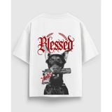 Blessed Doberman Oversize Tişört – Sırt Baskılı Streetwear Siyah %100 Pamuk Unisex - 2XL