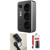 Blic 2 Metre Siyah Akım Çocuk Korumalı Uzatma Kablosu Çoklu Priz 2 USB Type-C 3lü Grup