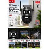 Blic 6MP Çift Lens WiFi PTZ IP Güvenlik Kamerası | 2.4GHz Kablosuz | 355° Dönebilen | IP66 Dış Mekan | İn