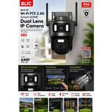 Blic 6mp Çift Lens Wifi Ptz Ip Güvenlik Kamerası | 2.4ghz Kablosuz | 355° Dönebilen | IP66 Dış Mekan | Insan Takibi | Gece Görüşü - Siyah