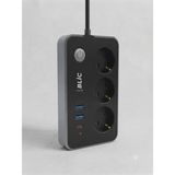 Blic Aura Akse Termal Akım Korumalı 3'lü Priz - 2x Usb-A & 1x Type-C Pd 20W Hızlı Şarjlı Siyah Grup Priz