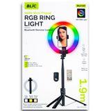 Blic BLV30 1.9M RGB Ring Light Selfie Stick Tripod - Bluetooth Kumandalı Led Halka Işık