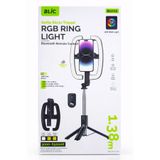 Blic BLV32 1.38m RGB Ring Light LED Işıklı Selfie Çubuğu ve Tripod - Bluetooth Uzaktan Kumandalı