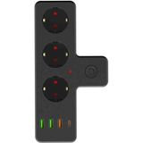 Blic Rose Teknoloji Ftr-12 Termal Akım Korumalı Duvar Tipi Priz 3 USB 1 Type-C 20W Pd Giriş - Siyah