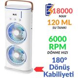 Blic Taşınabilir Çift Fanlı Hava Soğutucu Vantilatör - 1800MAH Bataryalı, Buz Hazneli Soğuk Buharlı Masa Fanı (6000 Rpm)