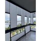 Blind-X Gri Plise Katlanır Cam Balkon Perdesi, Ofis Perdesi, Mutfak Perdesi, Salon Perdesi