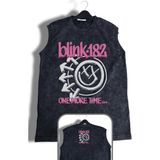BLINK-182 One More Time Ense Baskılı Yıkamalı Kolsuz Tişört,unisex Rock Band Temalı Sıfır Kol Atlet - Siyah