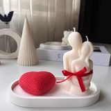 Bliss Beam Candle Decoration Sevgililer Günü Dekoratif Mum ve Tabak Seti - 3 Adet