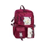 Bliss Bordo Kawaii Kore Tarzı Okul Çantası Aksesuarlı Kız Çocuk & Erkek Çocuk Sırt Çantası
