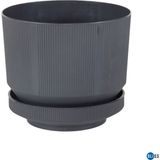 Bliss Serinova Lüks Çizgili Desenli Saksı 1.7 Lt – Modern Çizgili Tasarım Minimal Çiçek Saksısı - Antrasit