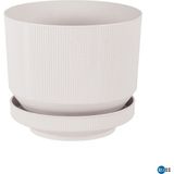 Bliss Serinova Lüks Çizgili Desenli Saksı 3.3 Lt – Modern Tasarım Dekoratif Çiçek Saksısı - Beyaz
