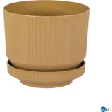 Bliss Serinova Lüks Çizgili Desenli Saksı 6 Lt – 6 Litre Hacimli Modern Çizgili Tasarım Saksı - Hardal