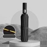 bliss umbrella 12 Telli Otomatik Şemsiye Ekstra Güçlü Dayanıklı Kauçuk Saplı - Siyah