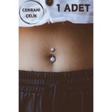 Blisse Piercing Kadın Gümüş Cerrahi Çelik İnci Taşlı Belly Göbek Piercing