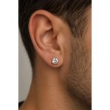 Blisse Piercing Unisex Gümüş Rengi Çelik Zirkon Yuvarlak Taşlı Deliksiz Mıknatıslı Küpe 1 Adet