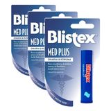 Blistex Medplus Stick Kuru ve Çatlamış Dudaklara Onarıcı ve Ferahlatıcı Dudak Bakım Kremi + Sensitive Hassas Dudaklar için Besleyici ve Nemlendirici Dudak Bakım Kremi (3 paketi)