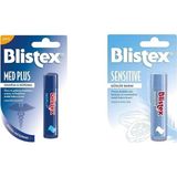Blistex Medplus Stick Onarıcı ve Ferahlatıcı Dudak Bakım Kremi SPF 15 x Blistex Sensitive Besleyici ve Nemlendirici Dudak Bakım Kremi