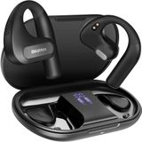 BlitzMax Open Ear kulaklık Bluetooth 5.3, hafif kablosuz spor kulaklık, iki güçlendirilmiş bas, 60 saat çalışma LED gösterge, ayarlanabilir ses şiddeti, spor, sürüş, yürüyüş için