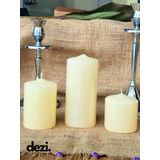 Blok Mum 3’lü Set | 6-9-14 cm Kokusuz Parafin Mum | Dekoratif Yuvarlak Tasarım | Şömine, Vazo, Masa Üstü İçin | Kırmızı, Beyaz, Siyah, Krem Renk Seçenekli (Bej)
