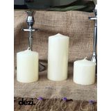 Blok Mum 3’lü Set | 6-9-14 cm Kokusuz Parafin Mum | Dekoratif Yuvarlak Tasarım | Şömine, Vazo, Masa Üstü İçin | Kırmızı, Beyaz, Siyah, Krem Renk Seçenekli (Beyaz)