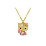 Blok Takı Hello Kitty Kalpli Taşlı Kadın Kolye