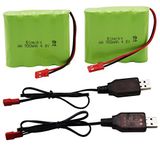 Blomiky 2 Paket JST 4,8 V 800 mAh Ni-Cd Şarj Edilebilir Pil Paketi JST Fişli ve 2 USB Şarj Kablosu Yedek Kolegend 1/18 Ölçekli RC Hidrolik Ekskavatör / 1331 JST Pil 2 için