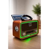 BLOMSTER Everton Rt-653 Nostaljik LED Işıklı Bluethoot Radyo Müzik Çalar FM / AM / SW Destekli Taşınabilir