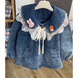 Bloom Baby Kids Güpürlü Bebe Yaka Kot Gömlek Ceket - Kot Rengi - 4 Yaş